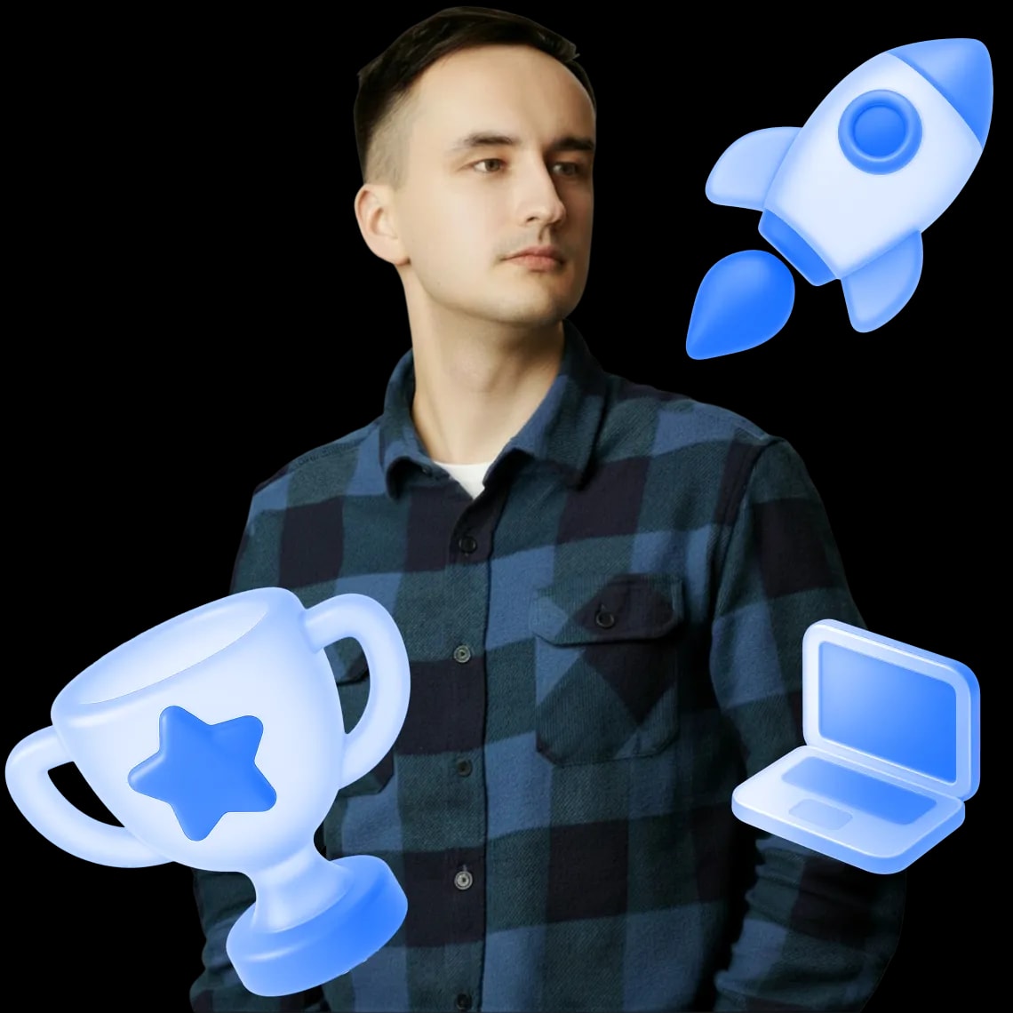 Мужчина в синей рубашке