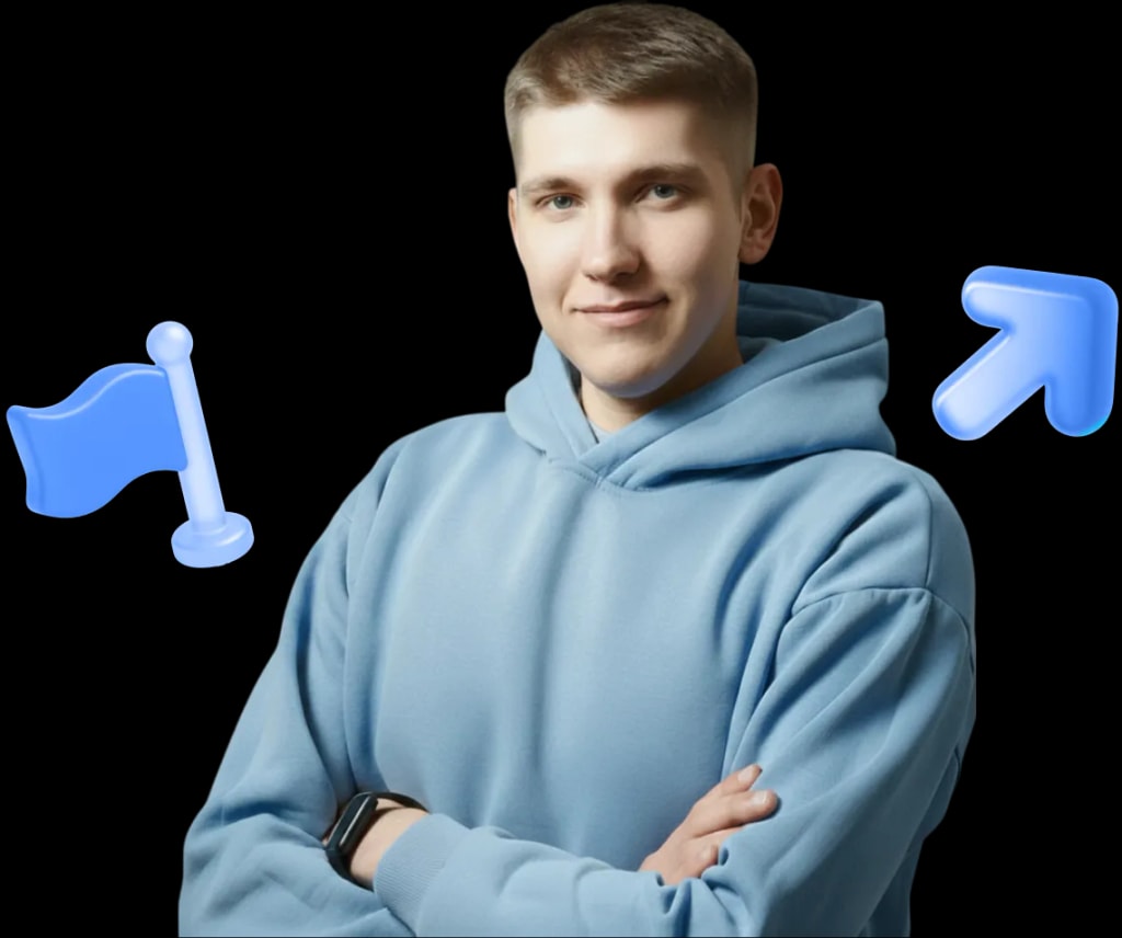 Мужчина в синей кофте